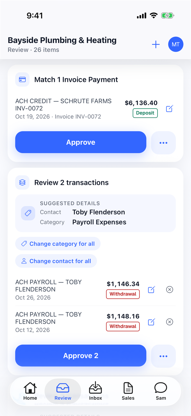 Balances iPhone app Review: suggested matches and categories to approve